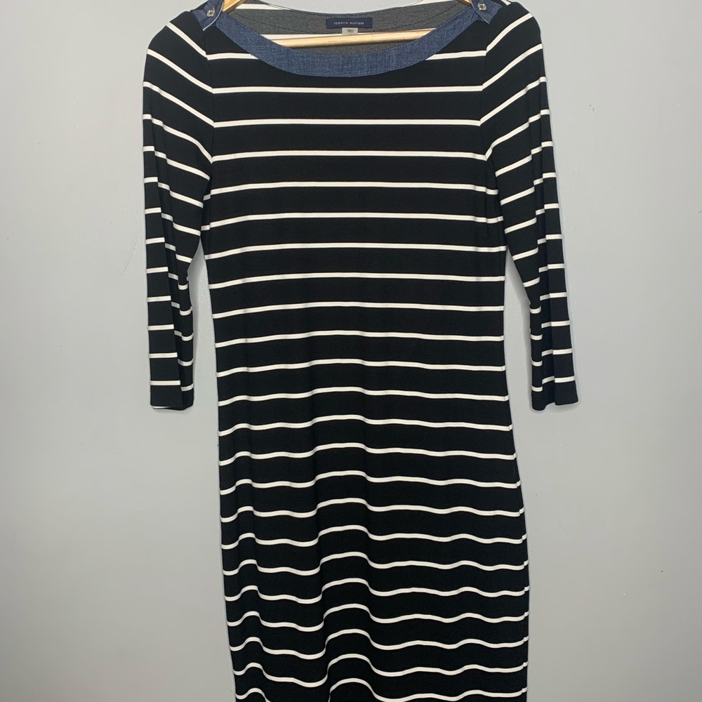 Tommy Hilfiger black & white classic midi dress